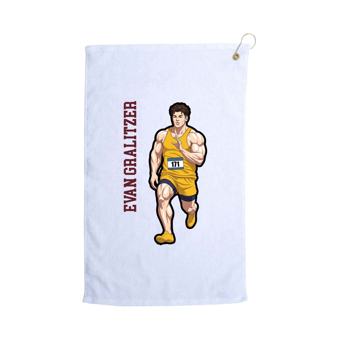 Golf Towel — Name Vertical in White