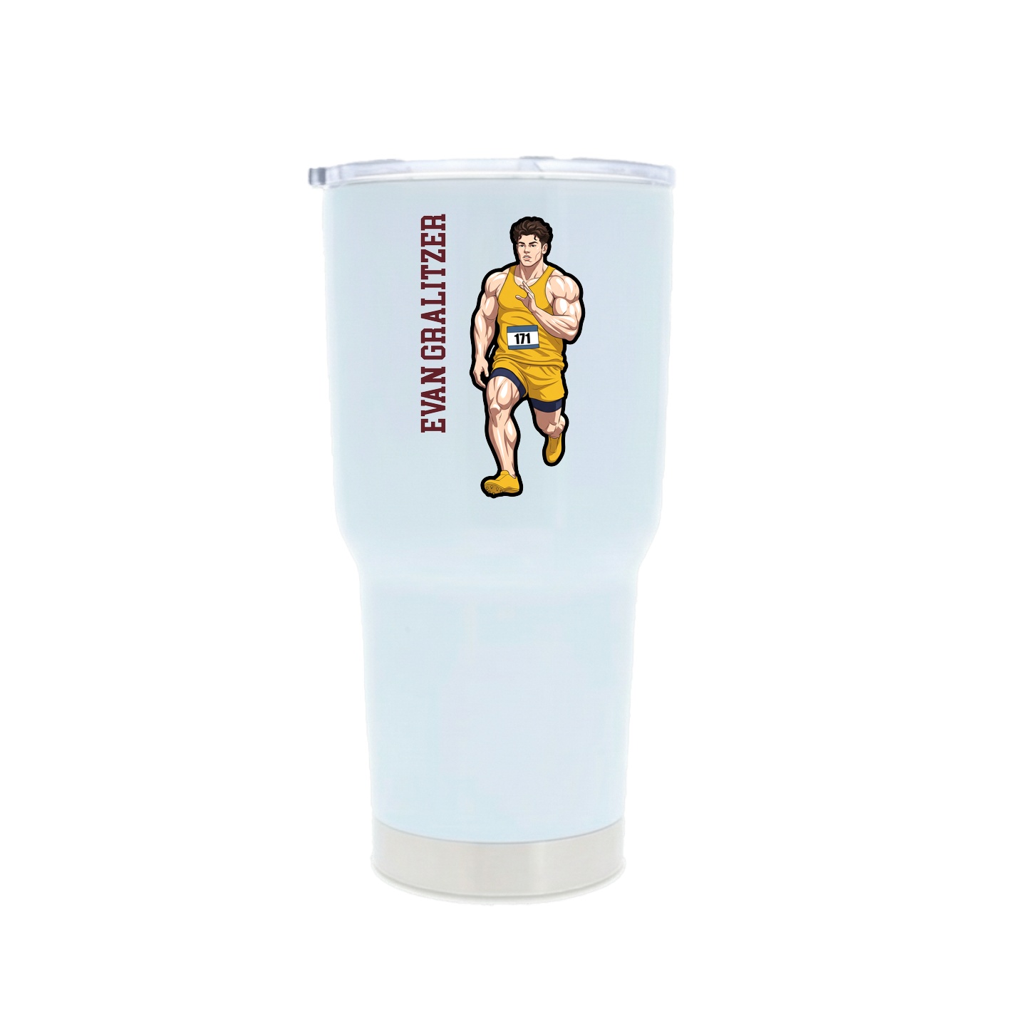 30oz Stainless Steel Tumbler — Name Vertical in White