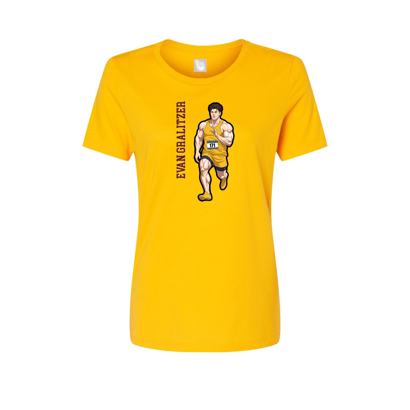 Womens Tee — Name Vertical in Gold