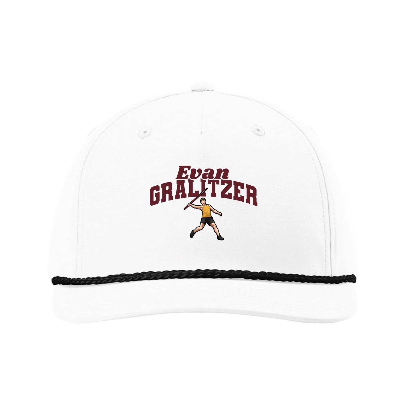 Five-Panel Classic Rope Cap — Signature Arch in White