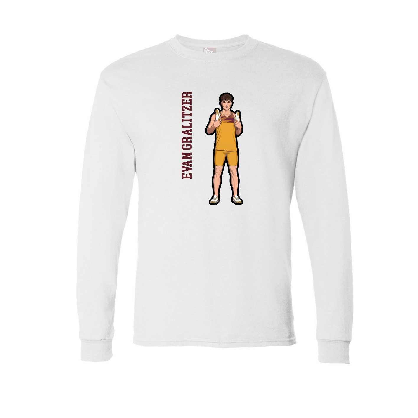 Long Sleeve Tee — Name Vertical in White