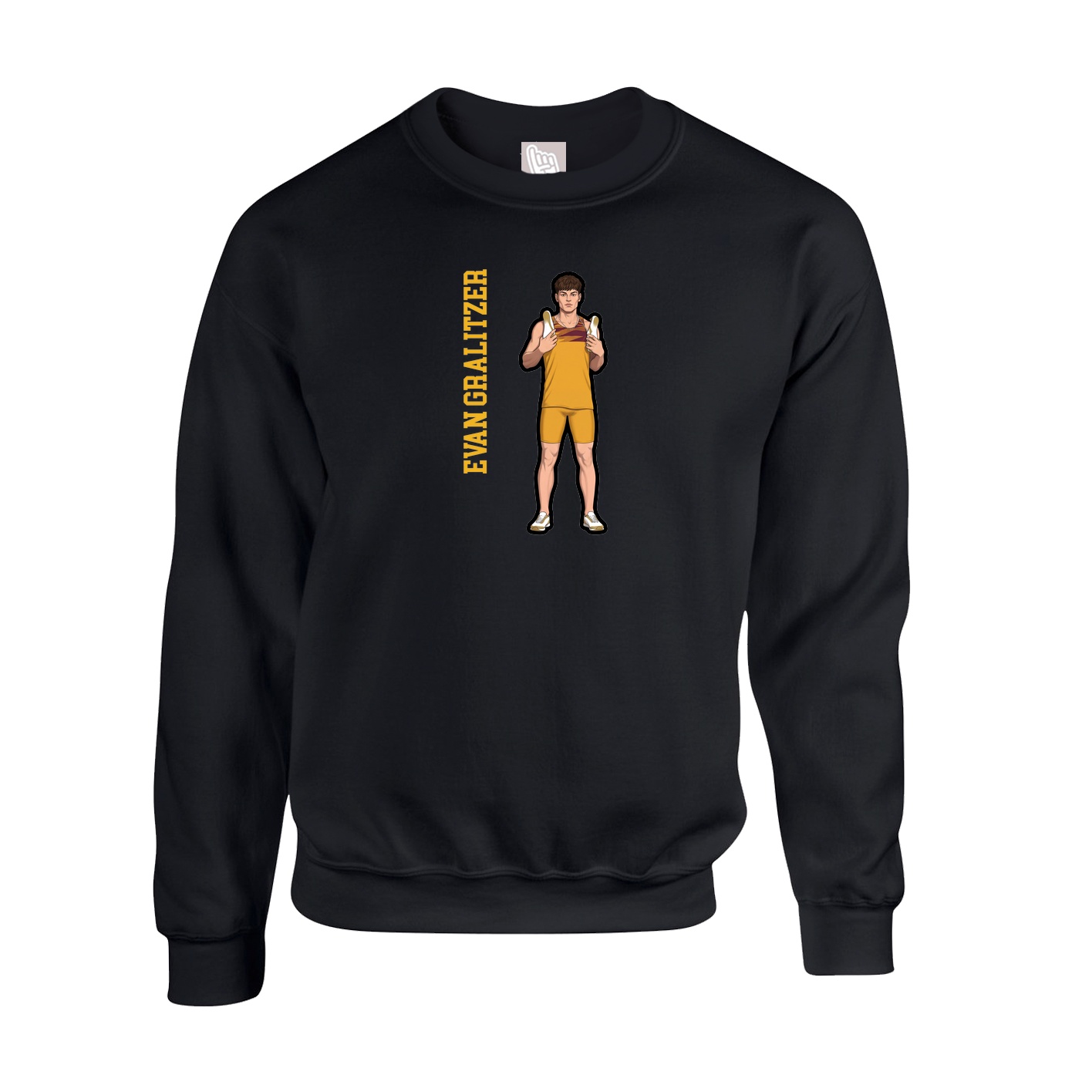 Fleece Crew — Name Vertical in Black