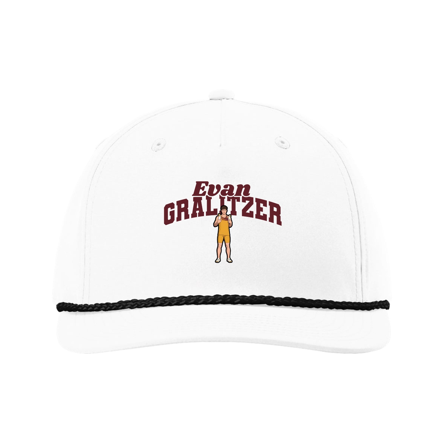 Five-Panel Classic Rope Cap — Signature Arch in White