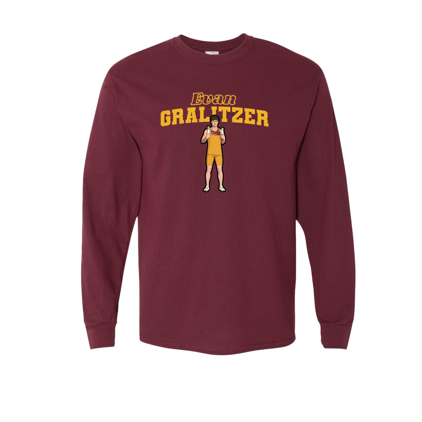 Long Sleeve Tee — Name Arch in Maroon
