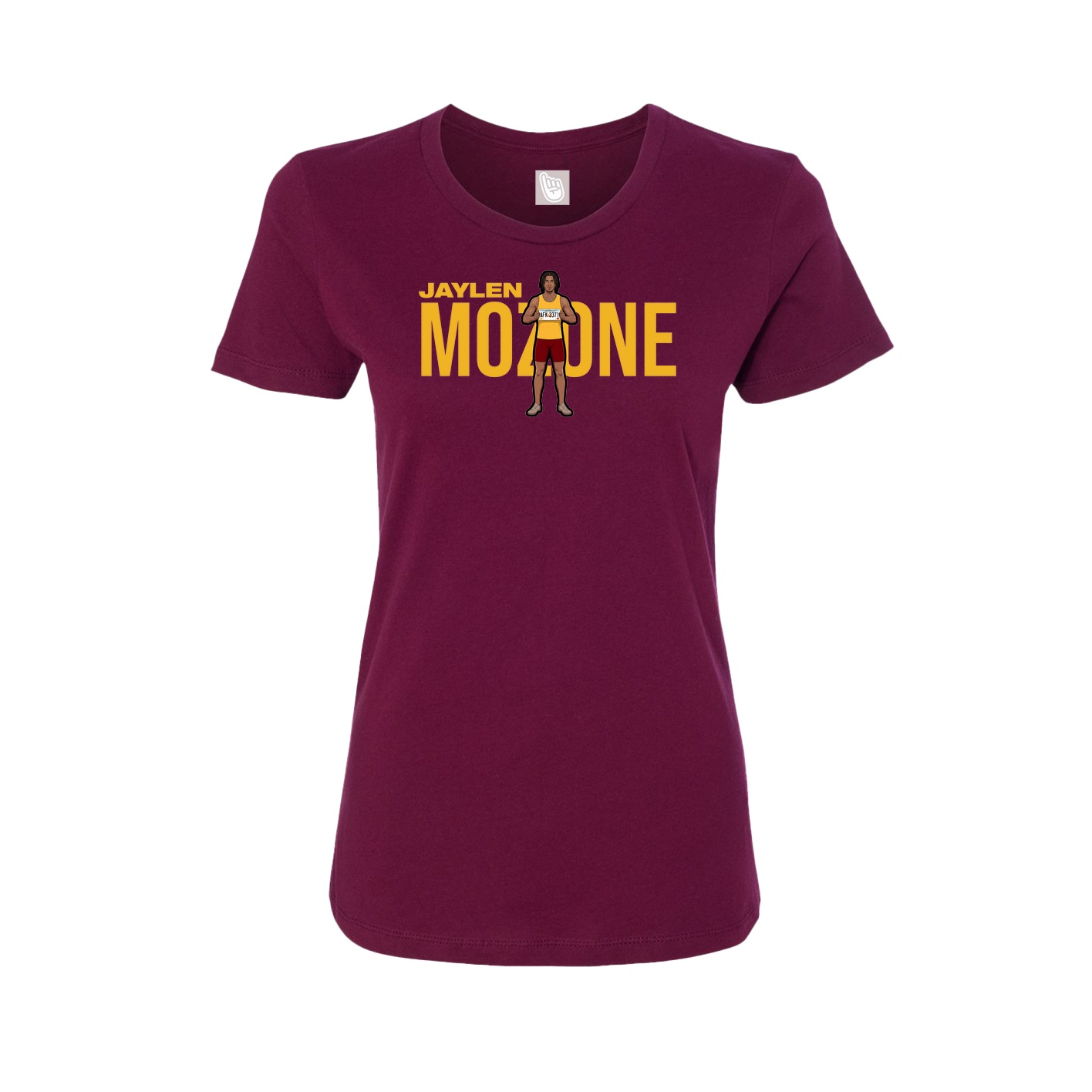 Fitted Women's Tee — Player Name in Maroon