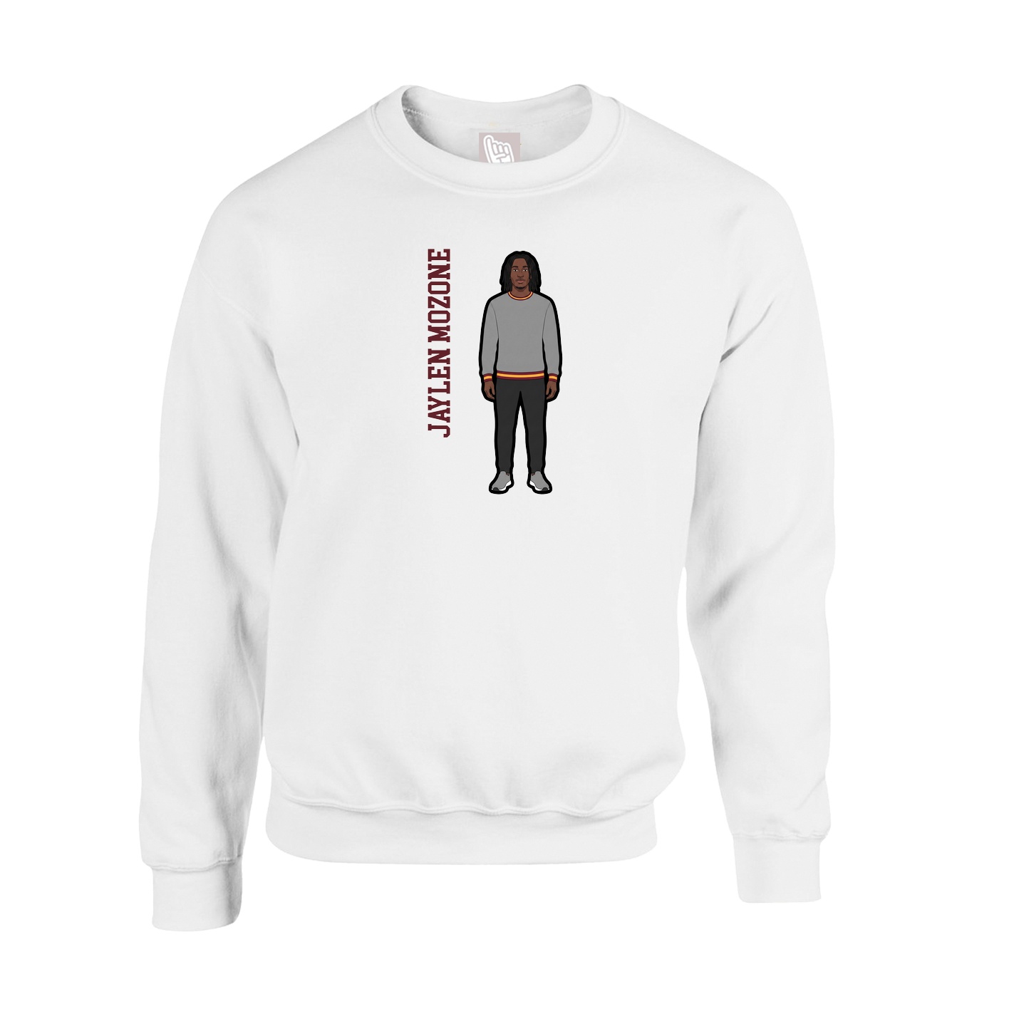 Fleece Crew — Name Vertical in White