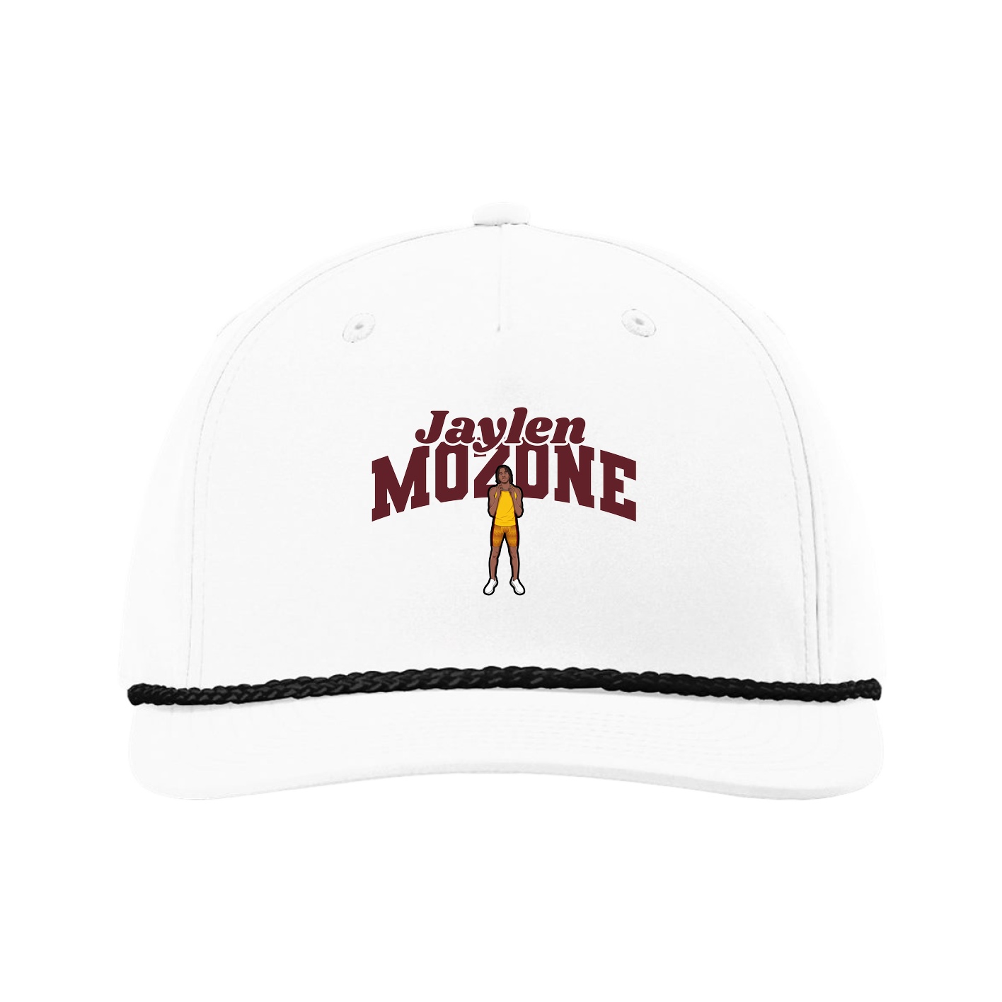 Five-Panel Classic Rope Cap — Signature Arch in White