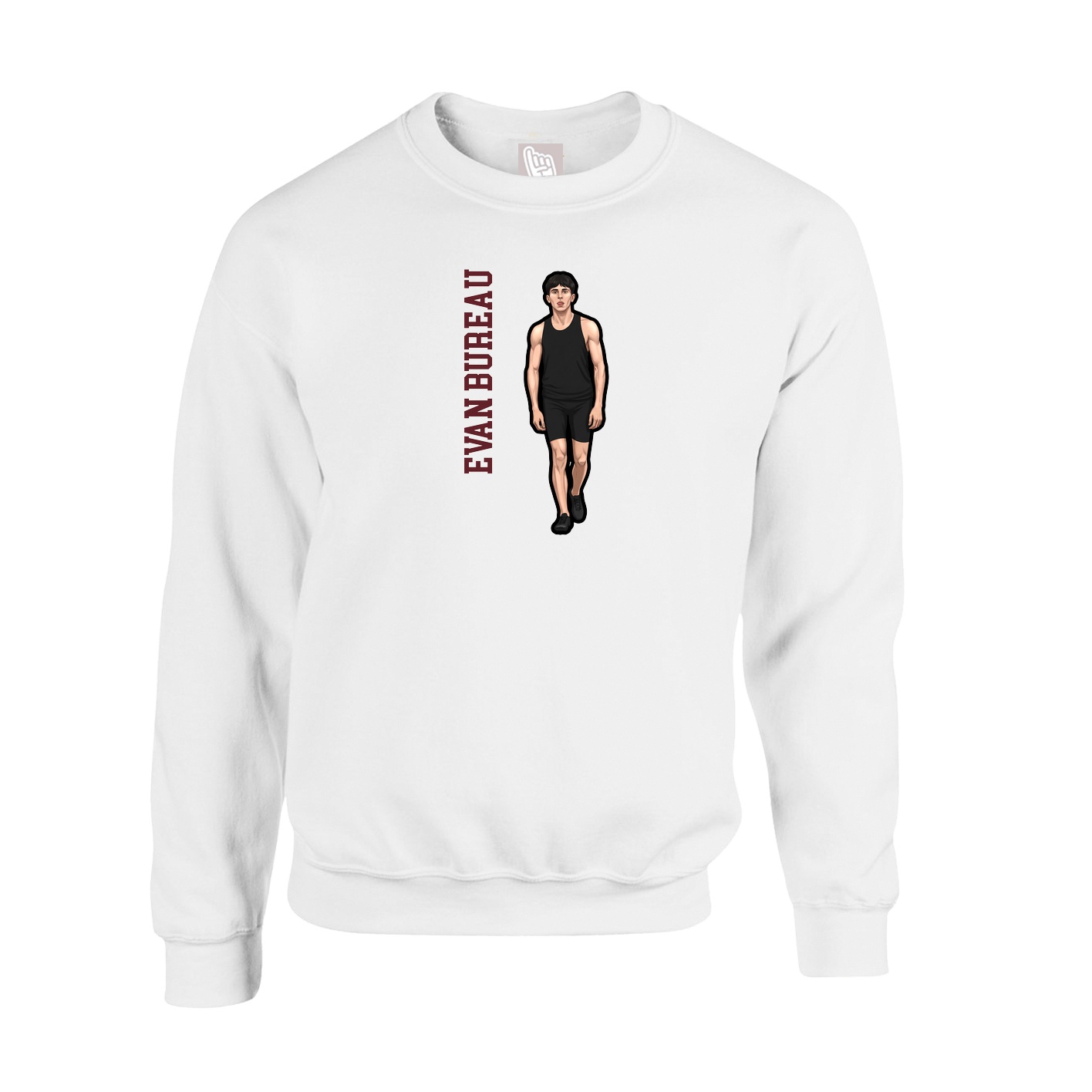 Fleece Crew — Name Vertical in White