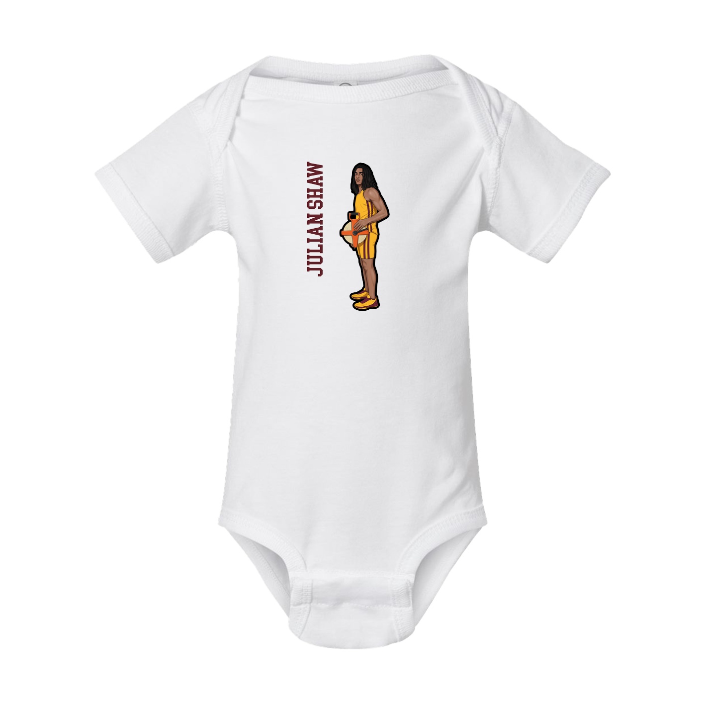 Baby Onesie — Name Vertical in White