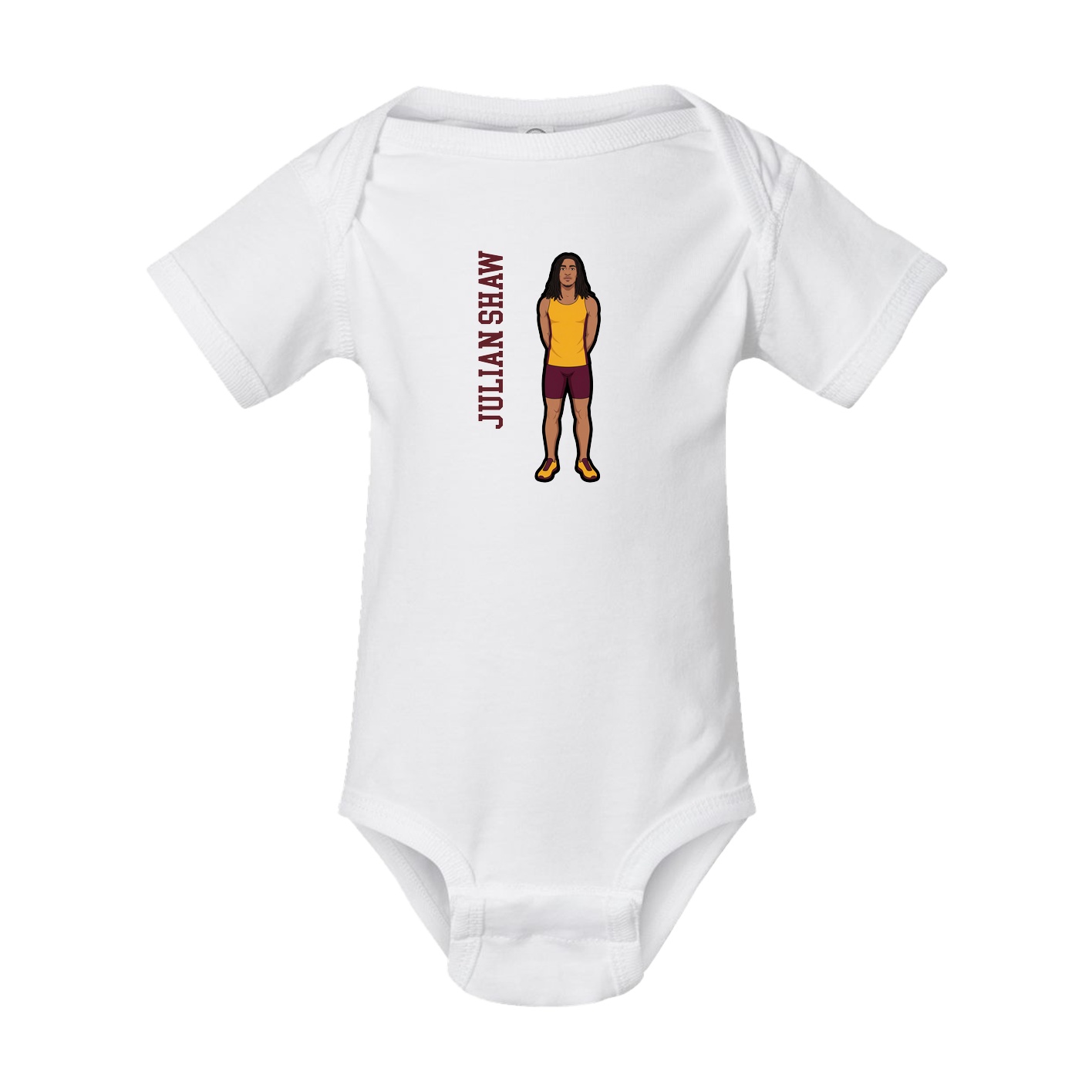 Baby Onesie — Name Vertical in White