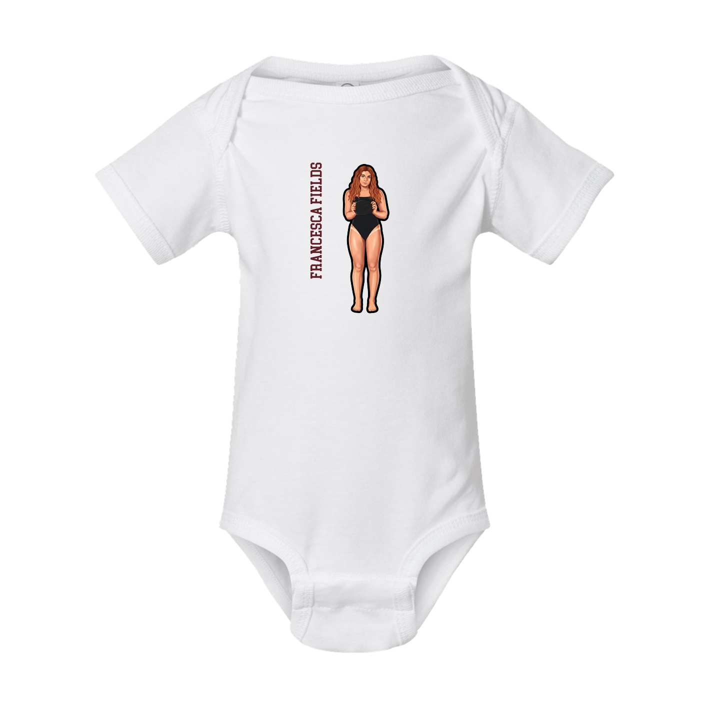Baby Onesie — Name Vertical in White