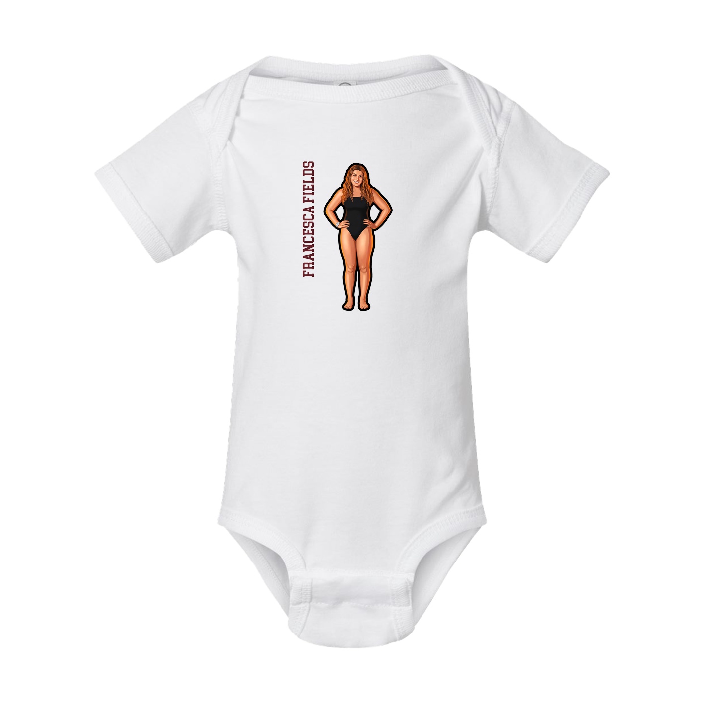 Baby Onesie — Name Vertical in White