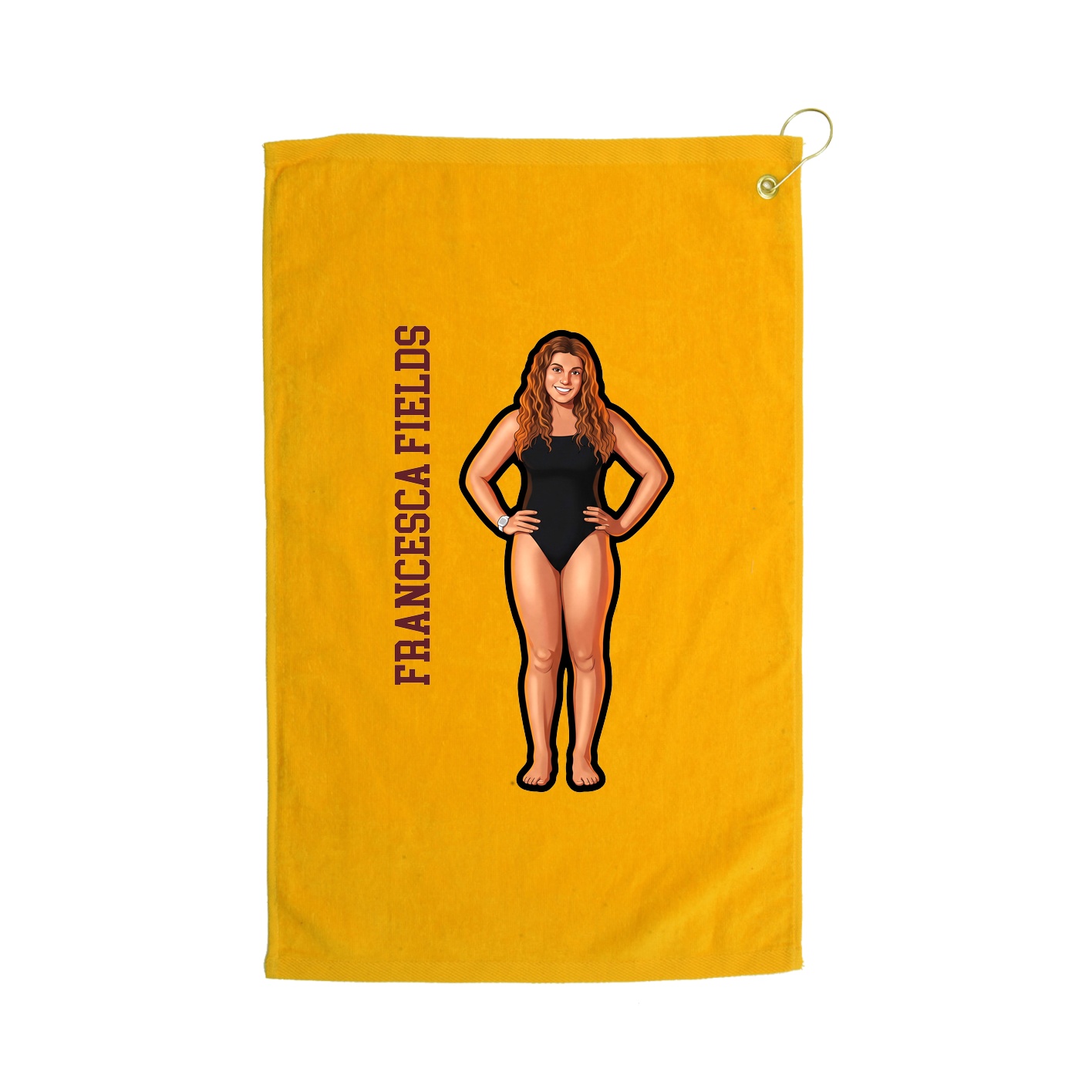 Golf Towel — Name Vertical in Gold