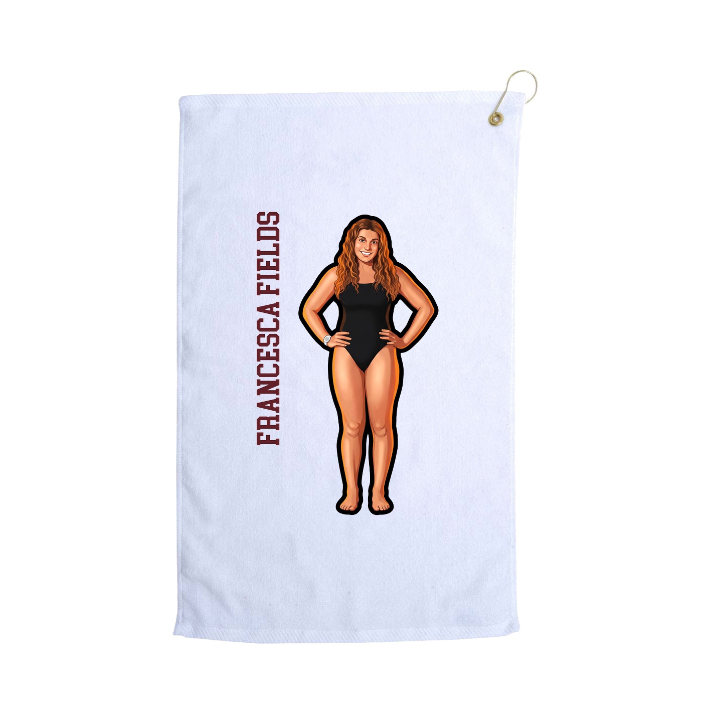 Golf Towel — Name Vertical in White