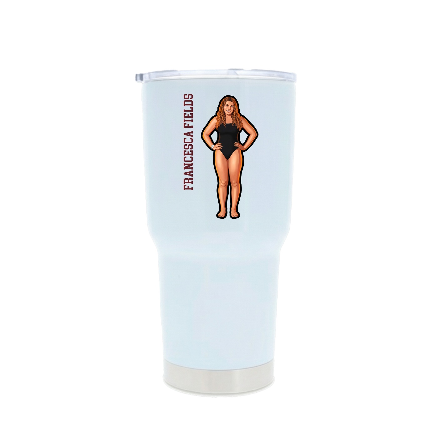30oz Stainless Steel Tumbler — Name Vertical in White