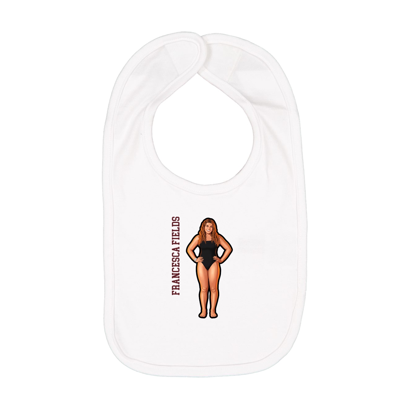 Infant Bib — Name Vertical in White