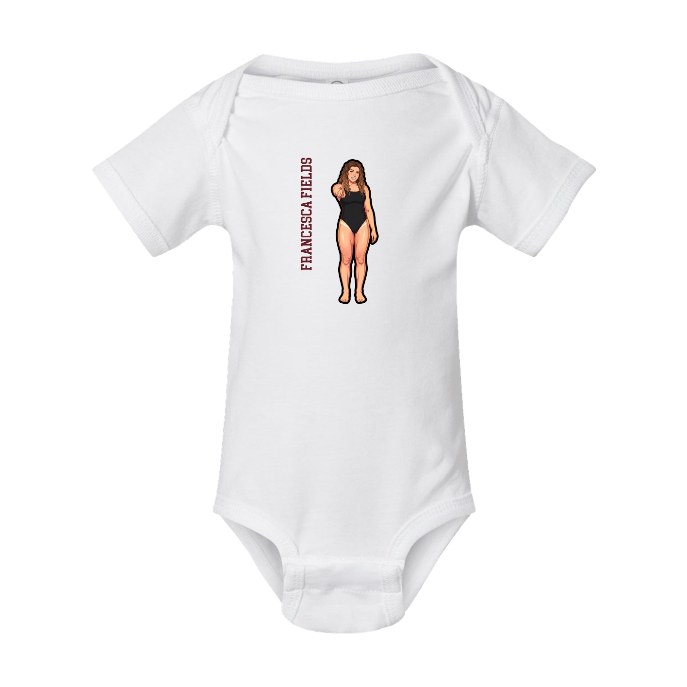 Baby Onesie — Name Vertical in White
