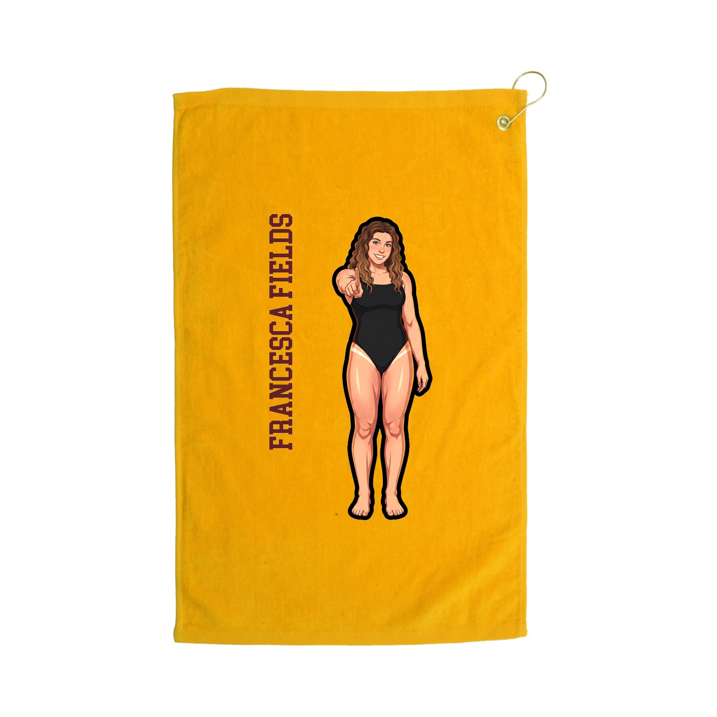 Golf Towel — Name Vertical in Gold