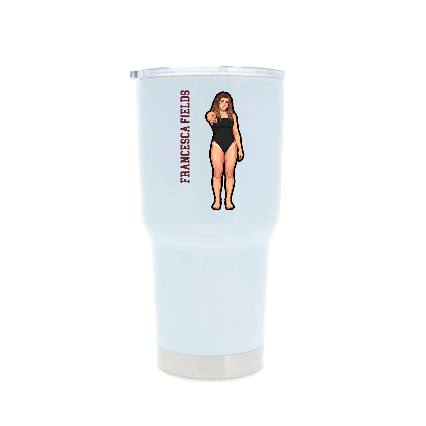 30oz Stainless Steel Tumbler — Name Vertical in White