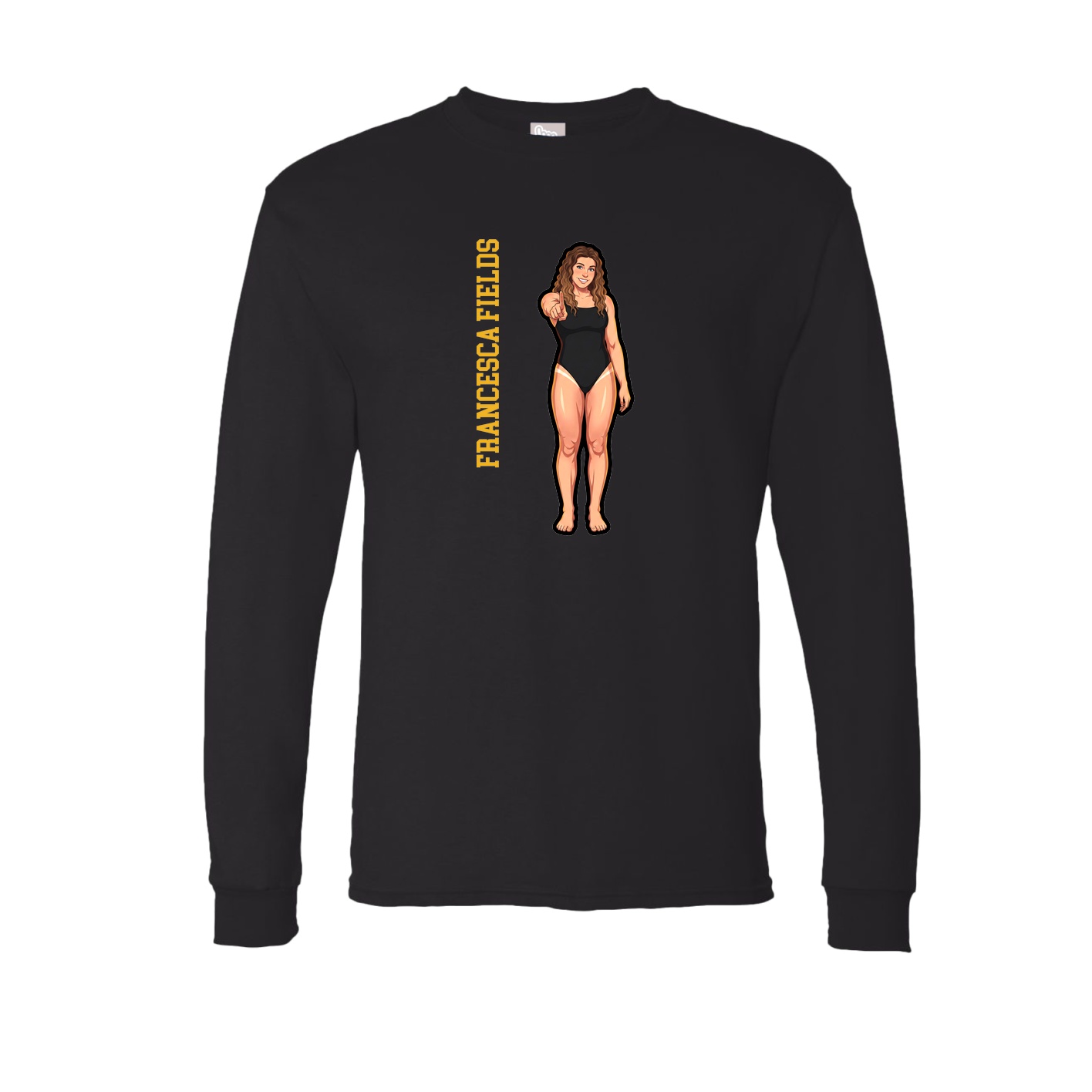 Long Sleeve Tee — Name Vertical in Black