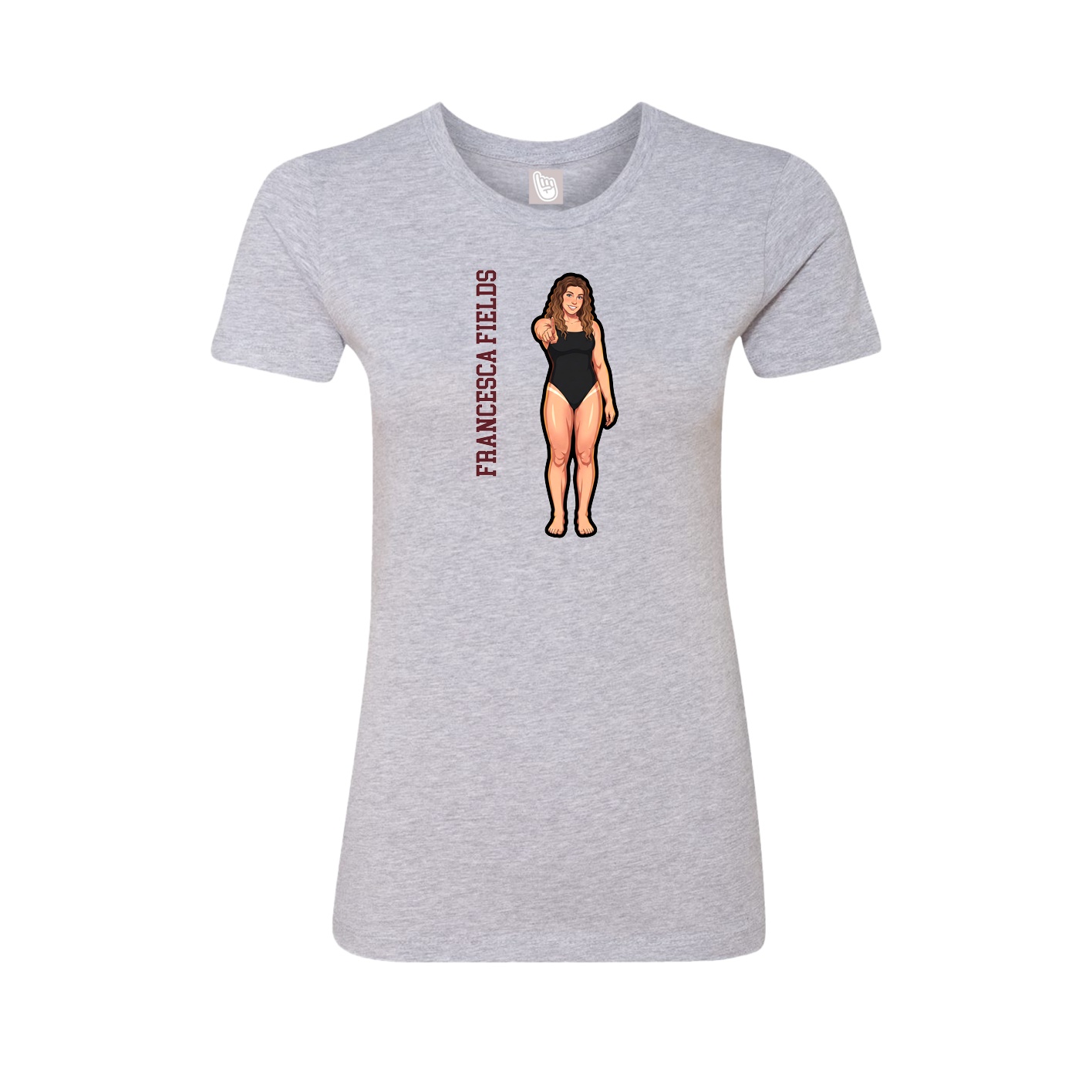 Womens Tee — Name Vertical in Grey