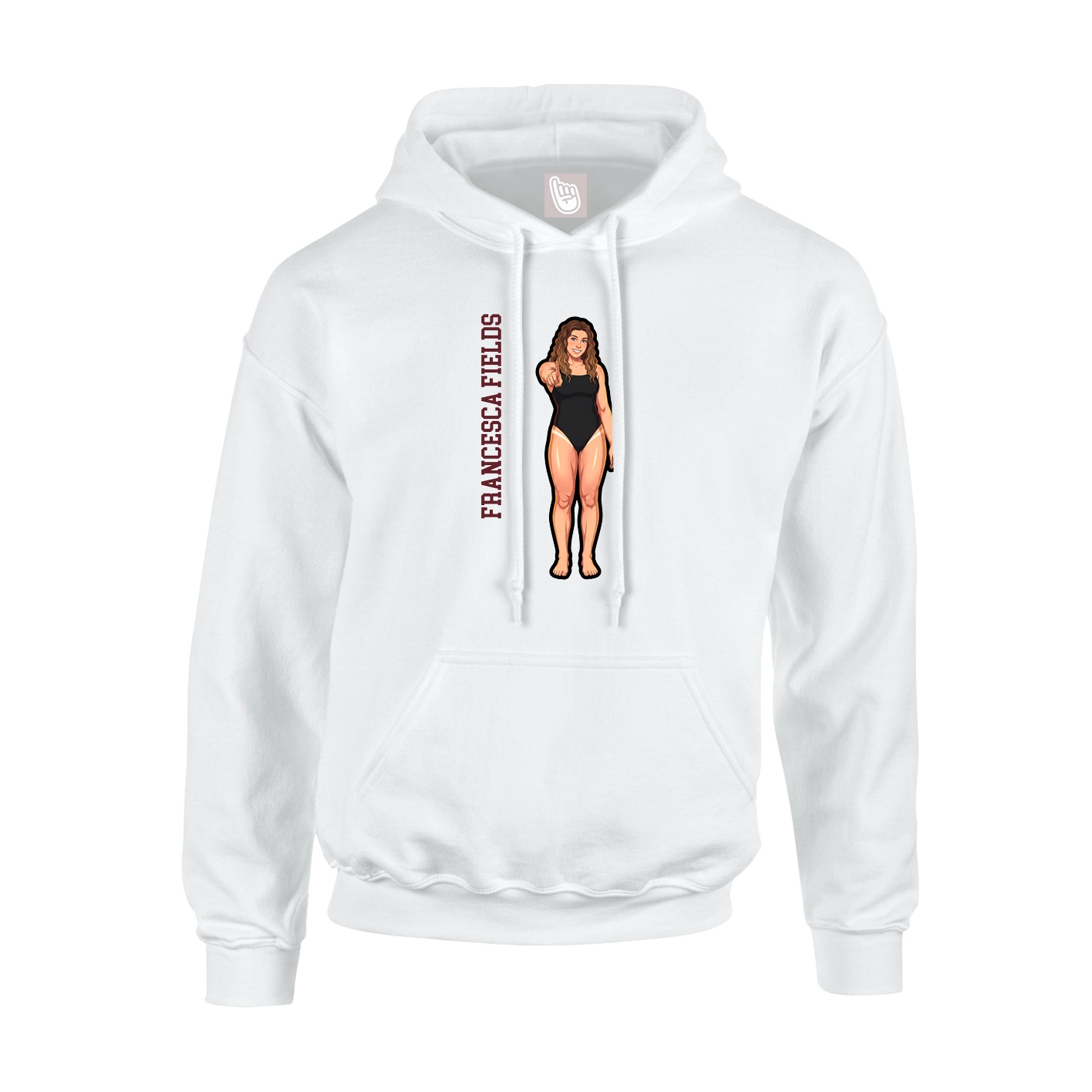 Hoodie — Name Vertical in White