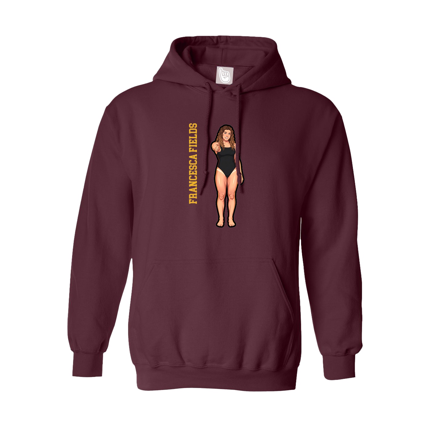 Youth Hoodie — Name Vertical in Maroon