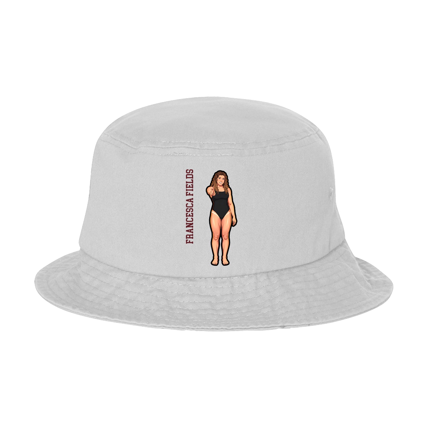 Bucket Cap — Name Vertical in White