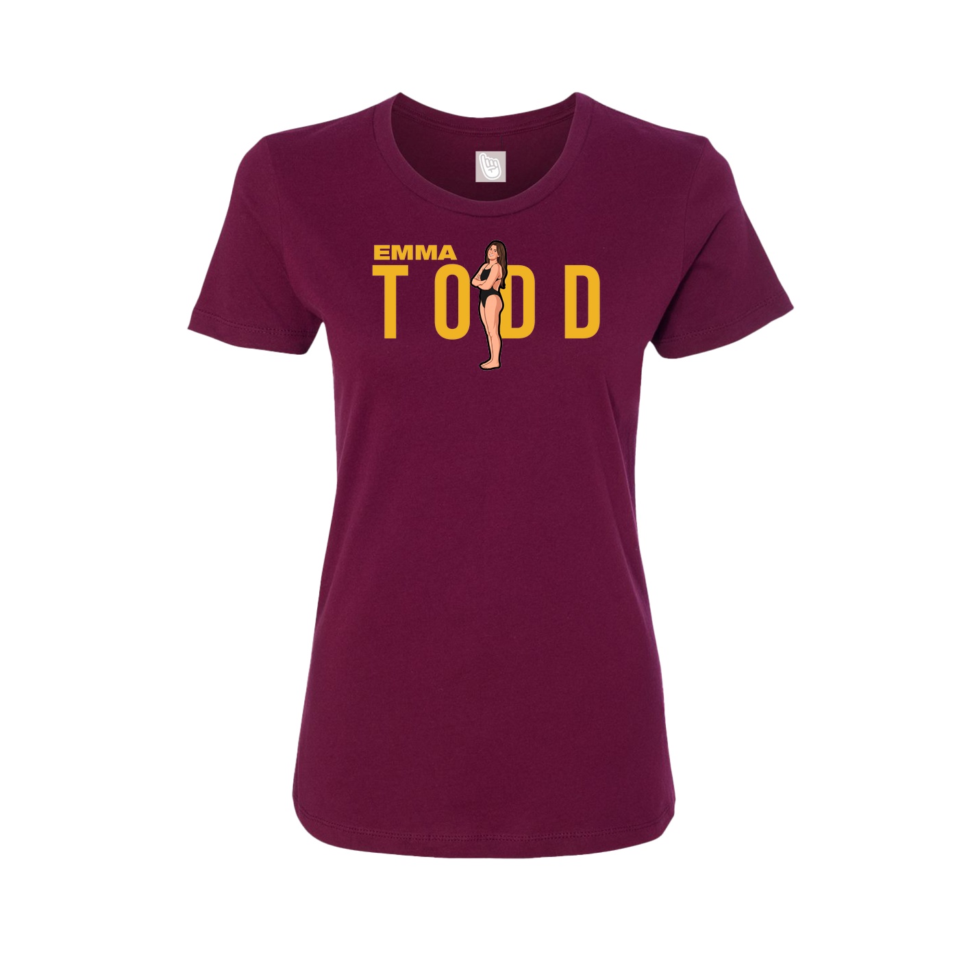 Fitted Women's Tee — Player Name in Maroon