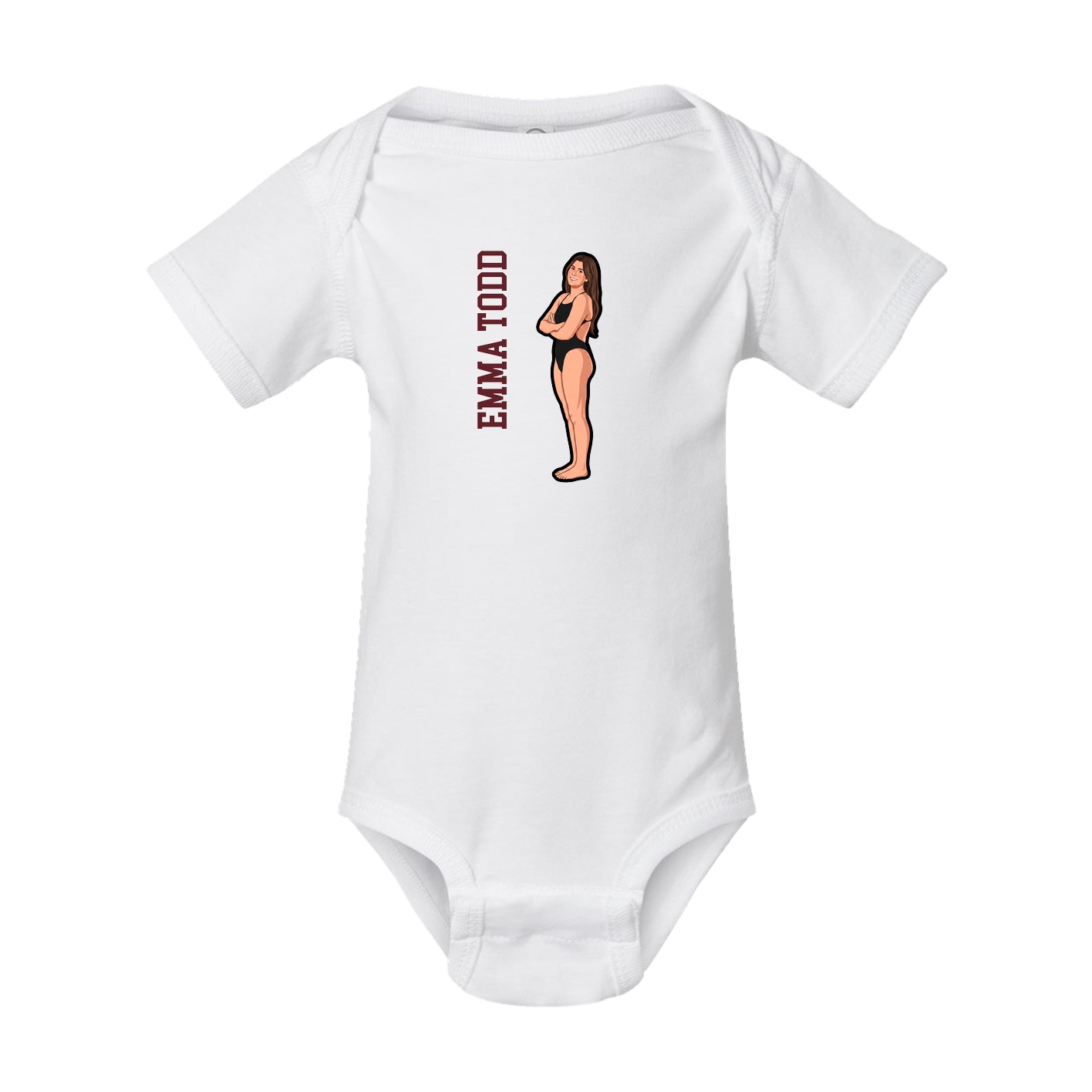 Baby Onesie — Name Vertical in White