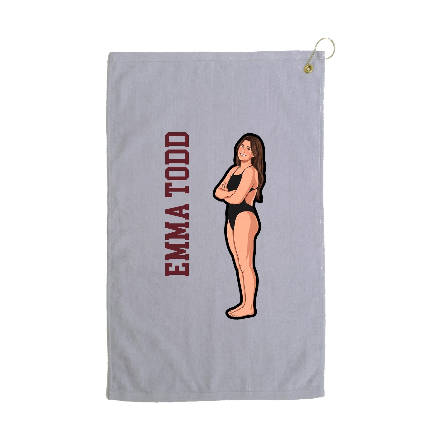 Golf Towel — Name Vertical in Grey