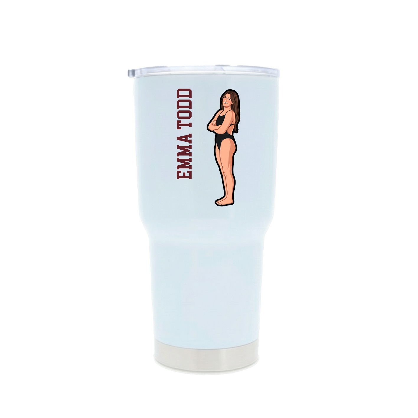 30oz Stainless Steel Tumbler — Name Vertical in White