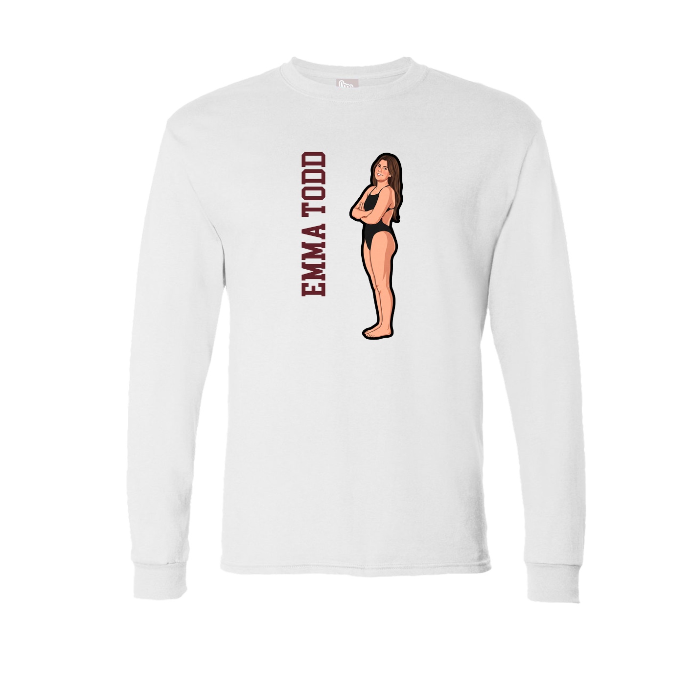 Long Sleeve Tee — Name Vertical in White