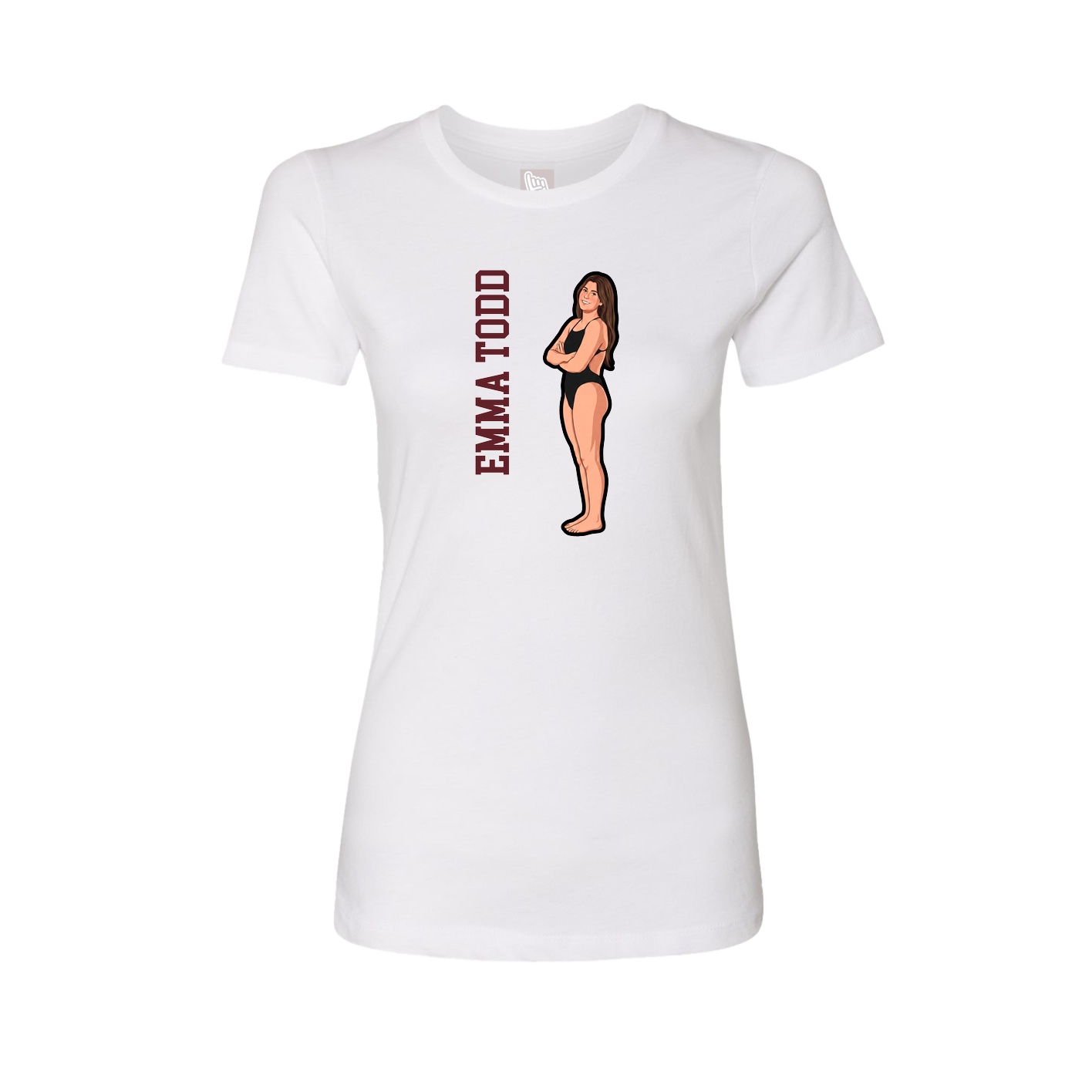 Fitted Women's Tee — Name Vertical in White