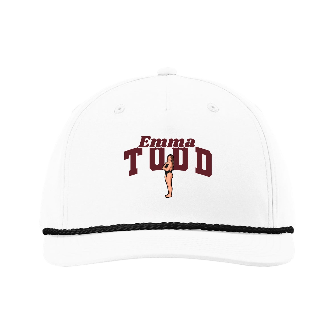 Five-Panel Classic Rope Cap — Signature Arch in White