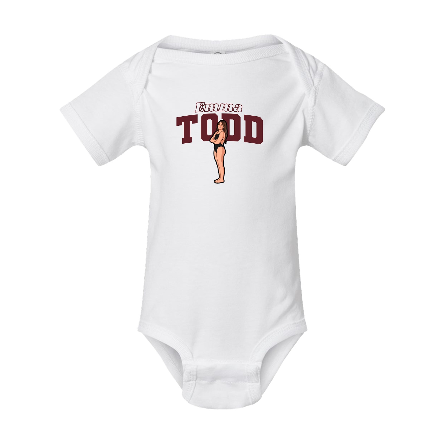 Baby Onesie — Name Arch in White