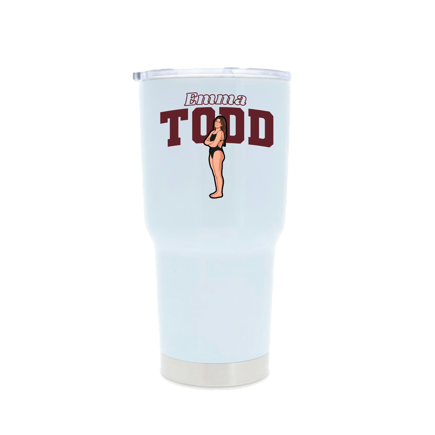 30oz Stainless Steel Tumbler — Name Arch in White