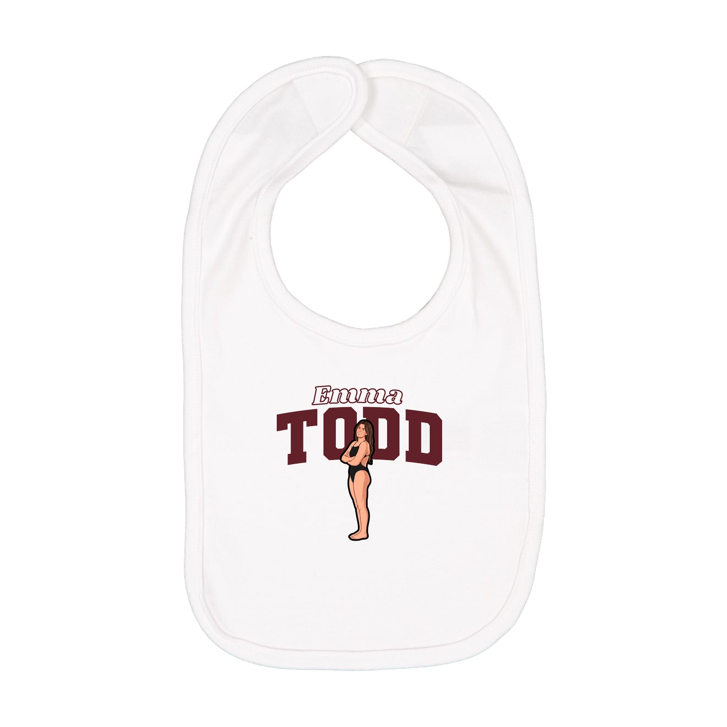 Infant Bib — Name Arch in White