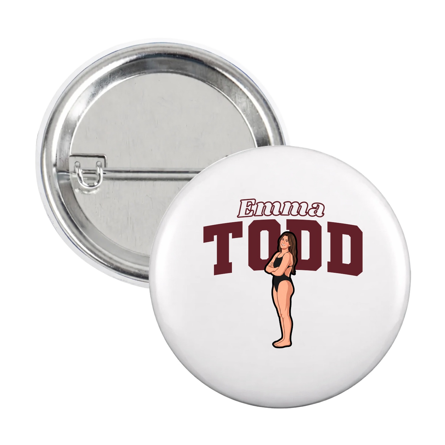 Game Day Button — Name Arch in White