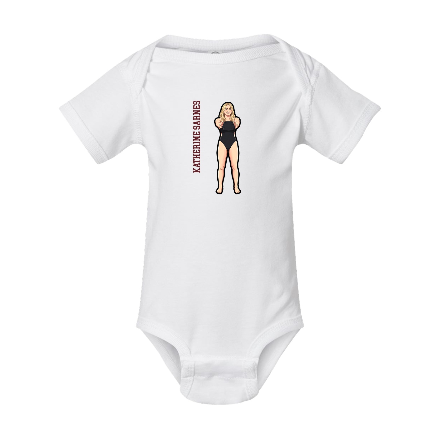 Baby Onesie — Name Vertical in White