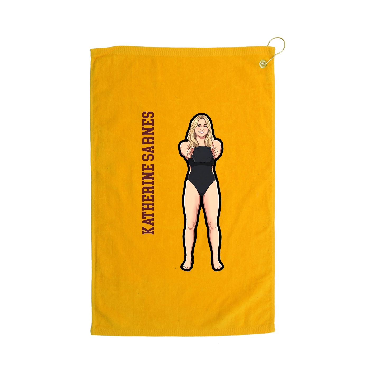 Golf Towel — Name Vertical in Gold
