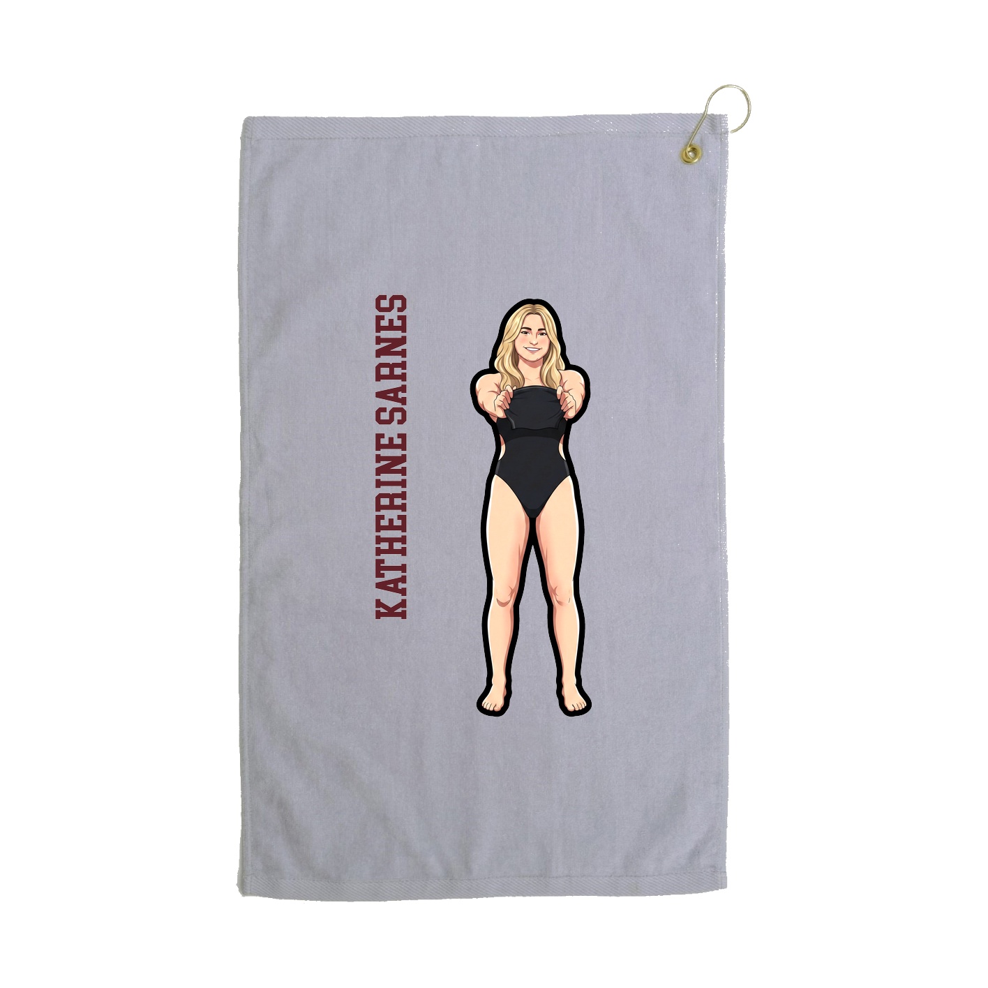Golf Towel — Name Vertical in Grey