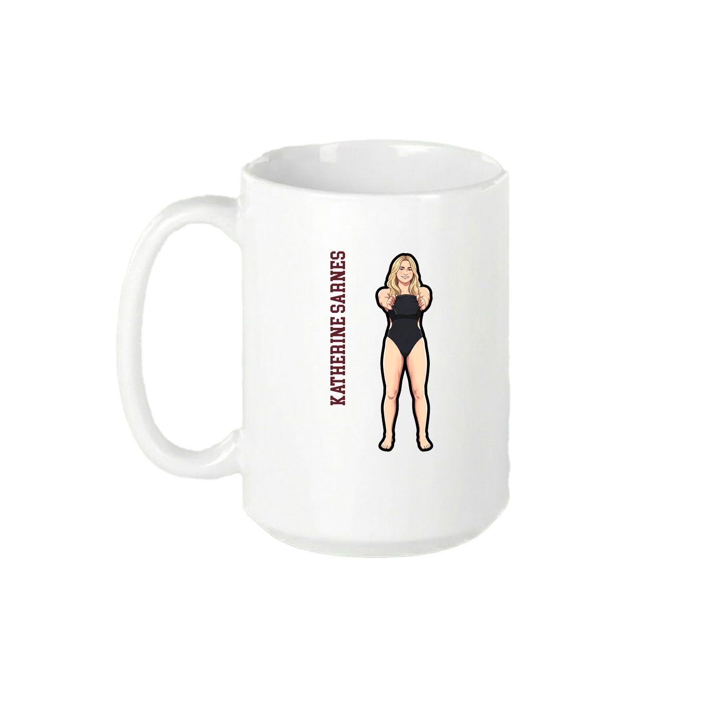 15oz Coffee Mug — Name Vertical in White