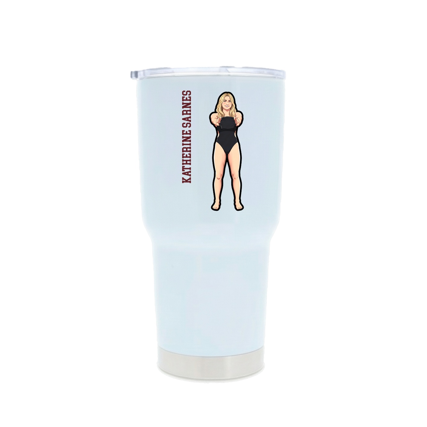 30oz Stainless Steel Tumbler — Name Vertical in White