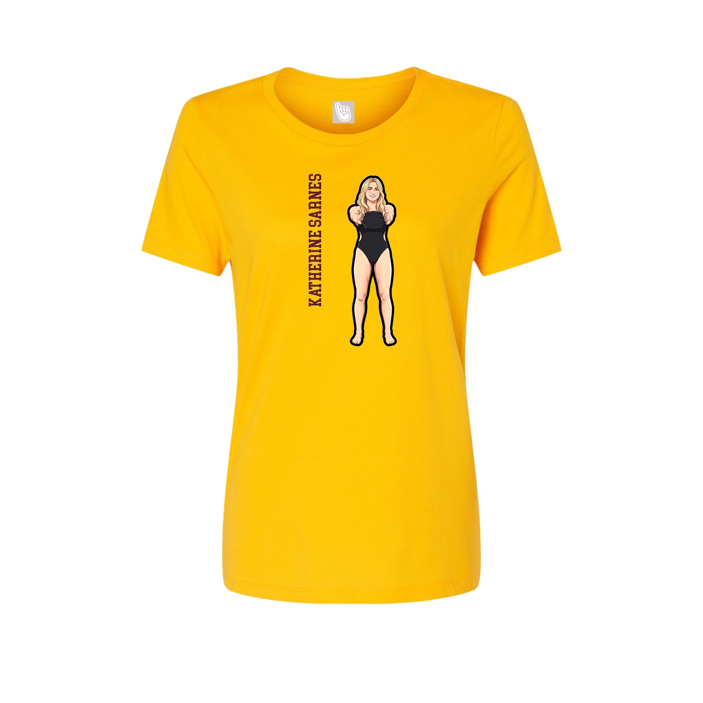 Womens Tee — Name Vertical in Gold