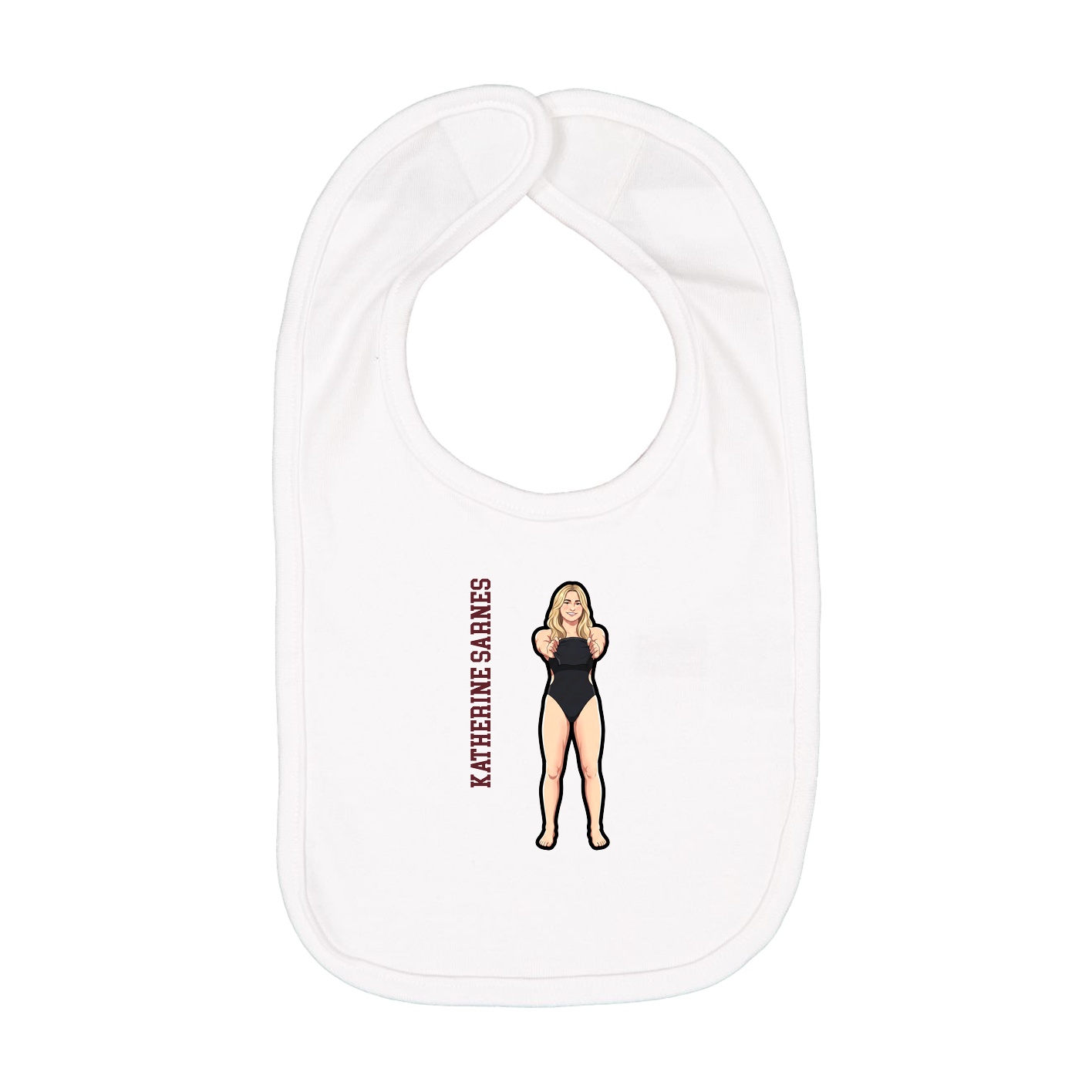 Infant Bib — Name Vertical in White