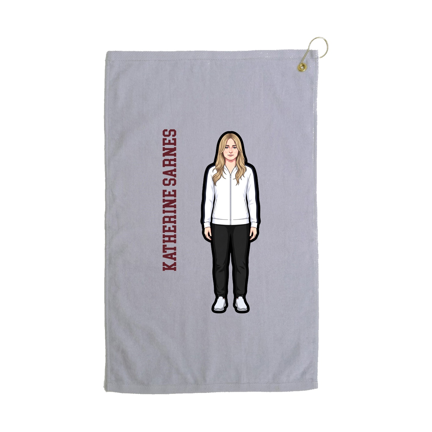 Golf Towel — Name Vertical in Grey