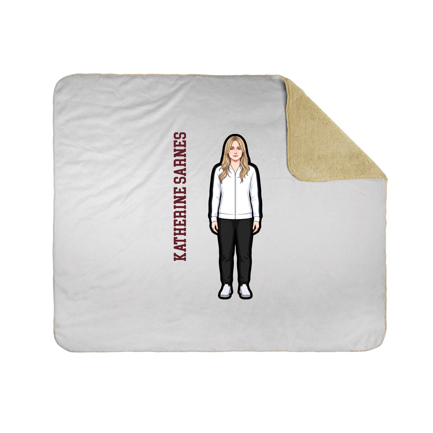 Throw Blanket — Name Vertical in White