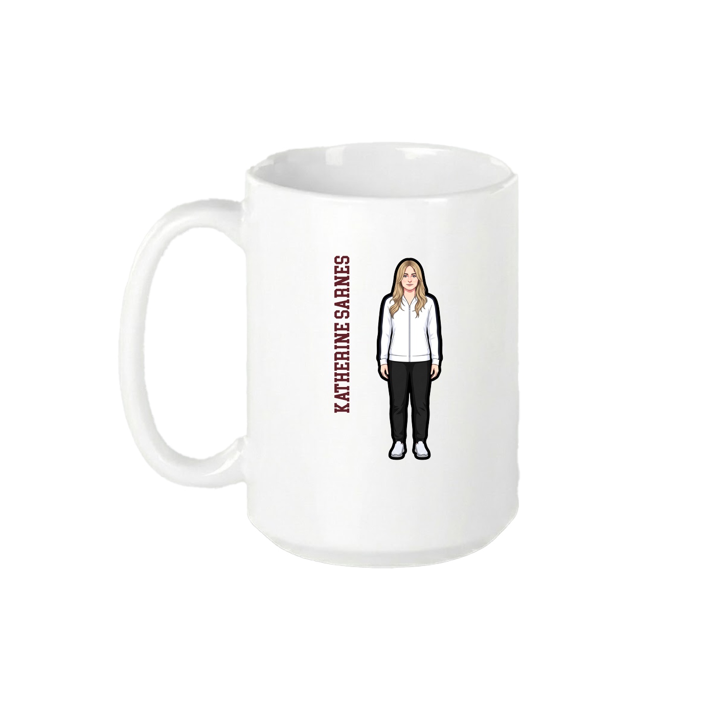 15oz Coffee Mug — Name Vertical in White