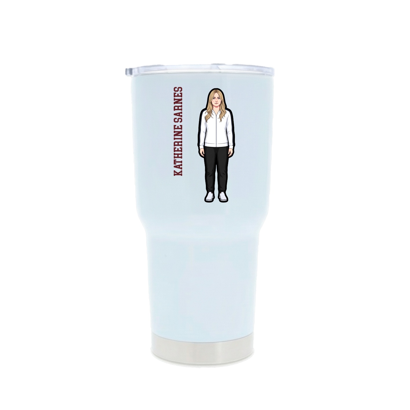 30oz Stainless Steel Tumbler — Name Vertical in White